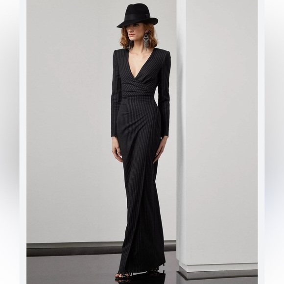 RALPH LAUREN Alvita purple label pinstripe evening dress maxi - Picture 10 of 14